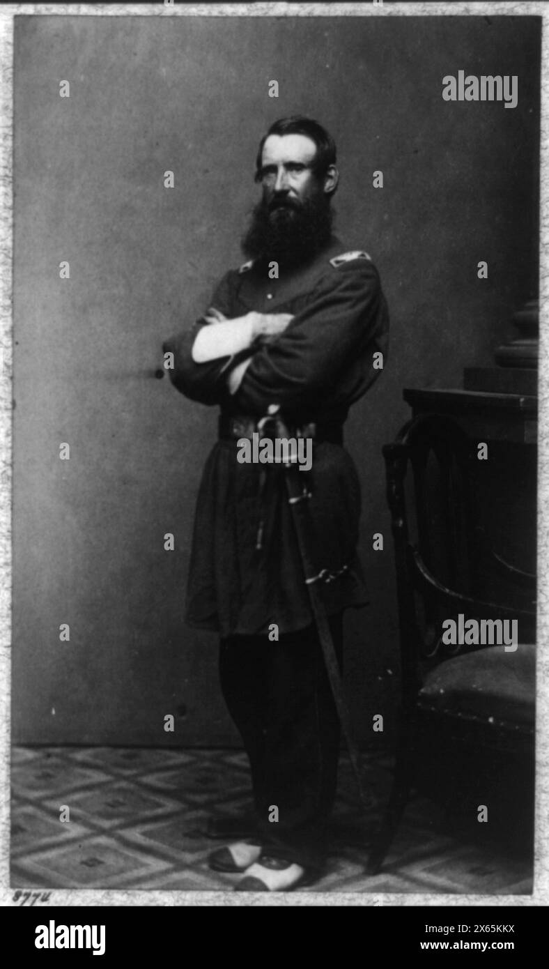 Colonnello Thomas Cass, IX messa. Fanteria, ritratto a tutta lunghezza, in piedi, rivolto a sinistra, in uniforme, . Civil War Photography Collection (Library of Congress)., No. 8774.. Cass, Thomas. , Stati Uniti--storia--Guerra civile, 1861-1865--personale militare--Unione. Foto Stock