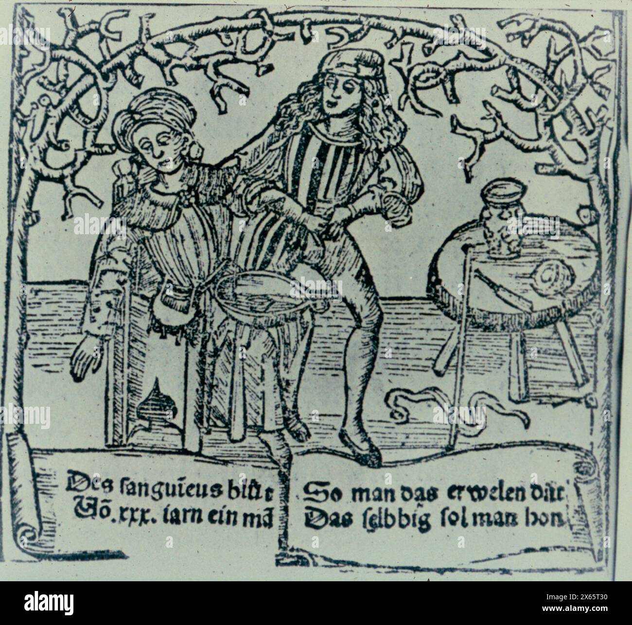 Uomo dissanguato dal braccio, tagliato da Pestbuch, da Hieronymus Brunschwig, XV secolo Foto Stock