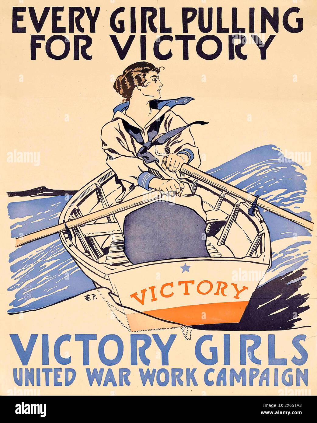 Poster vintage American World War One: "Victory Girls United War Work Campaign". Di Edward Penfield. intorno al 1914 Foto Stock