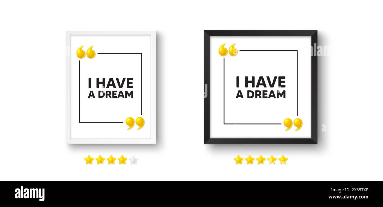 Ho un tag da sogno. Offerta di pensiero positiva. Cornice fotografica con icona di citazione 3D. Vettore Illustrazione Vettoriale