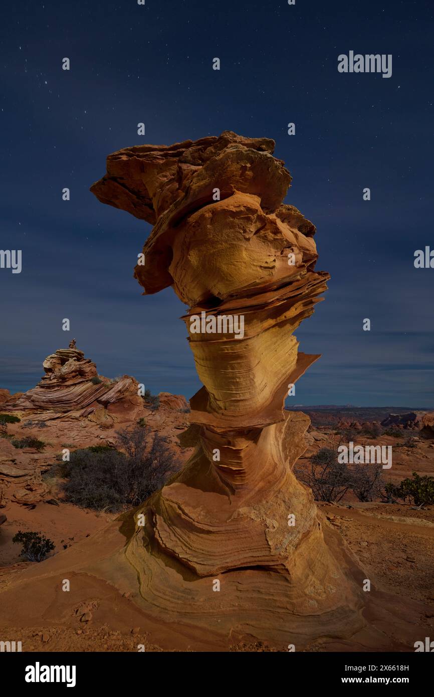 Hoodoo e strane formazioni turbolente nel deserto dell'Arizona Foto Stock