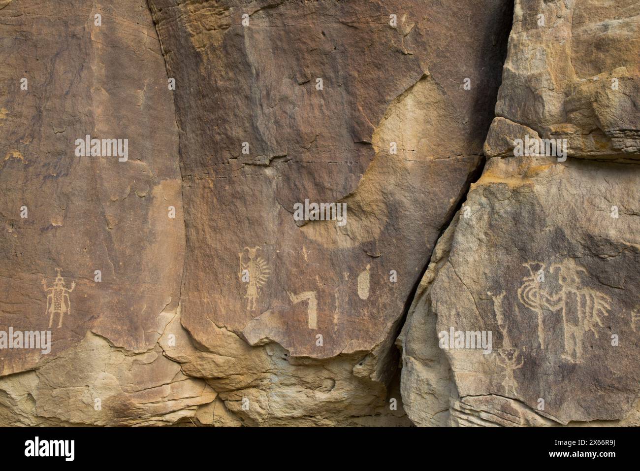 Incisioni rupestri, fino a 1.500 anni, Crow Canyon, Nuovo Messico, STATI UNITI D'AMERICA Foto Stock