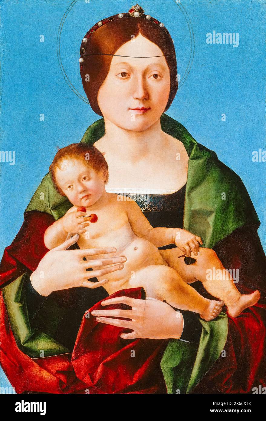 Ercole de Roberti, Vergine col bambino, pittura a tempera o olio su tavola, 1490-1496 Foto Stock