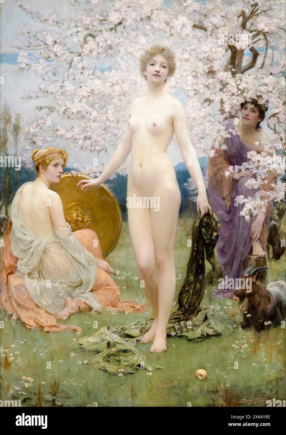 Solomon Joseph Solomon pittura, il giudizio di Parigi, olio su tela, 1891 Foto Stock