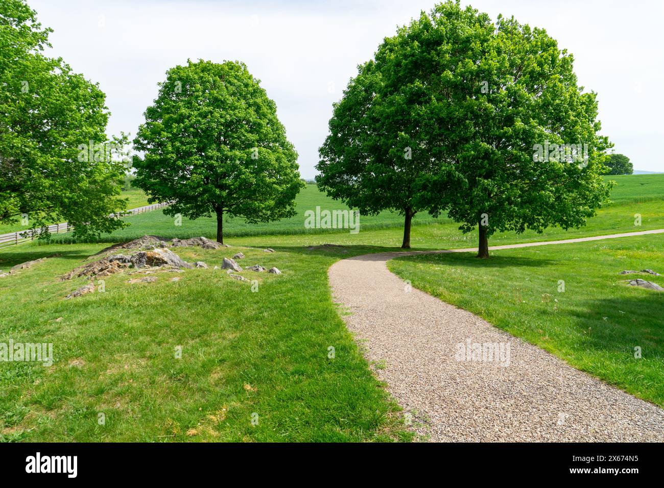 sentiero di ghiaia in un bellissimo parco Foto Stock