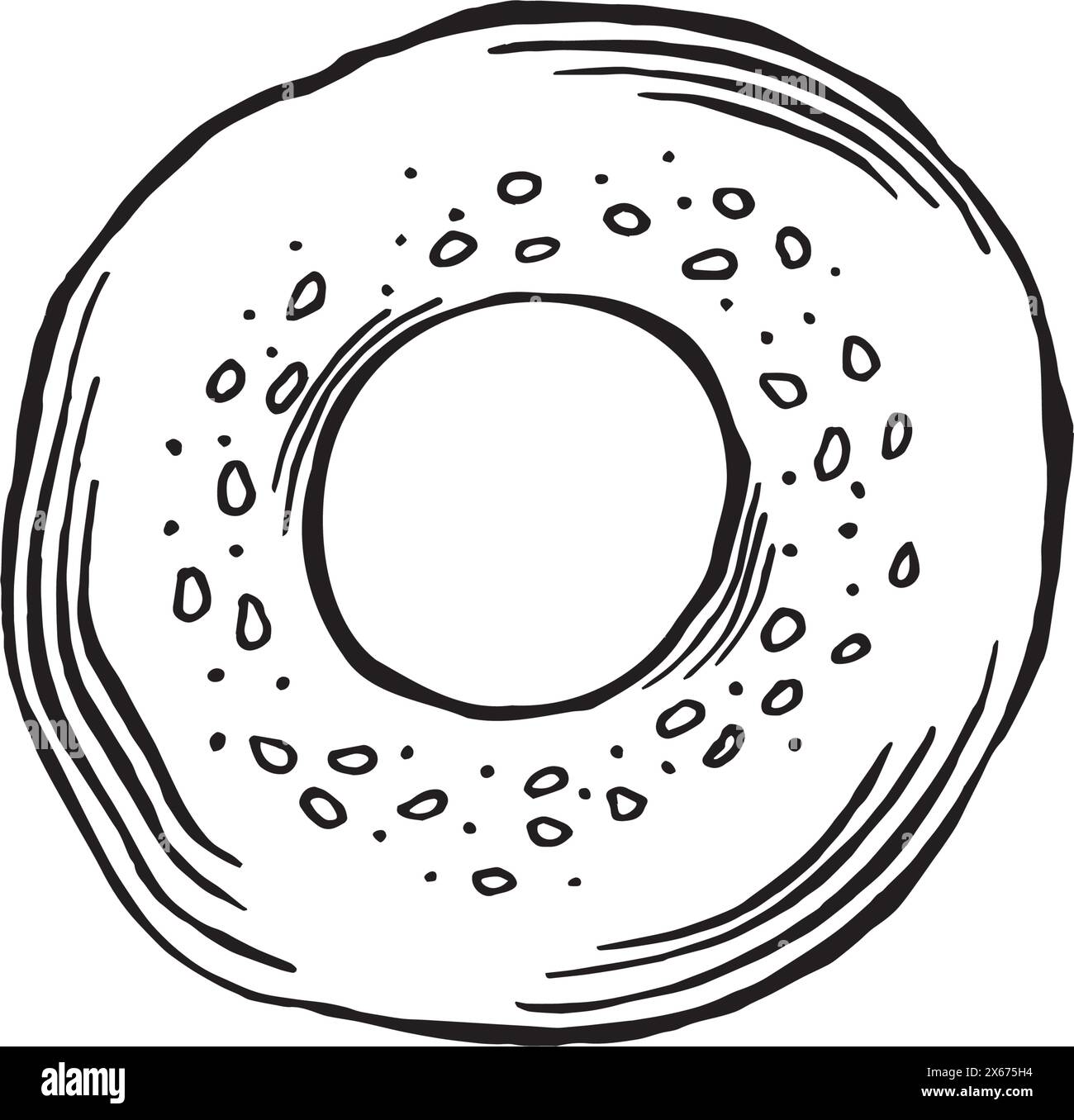 Icona baglina. Illustrazione vettoriale isolata, stile lineare. Prodotti da forno. Disegno a mano simbolo tradizionale del pane americano modello prodotto nutrizionale f Illustrazione Vettoriale