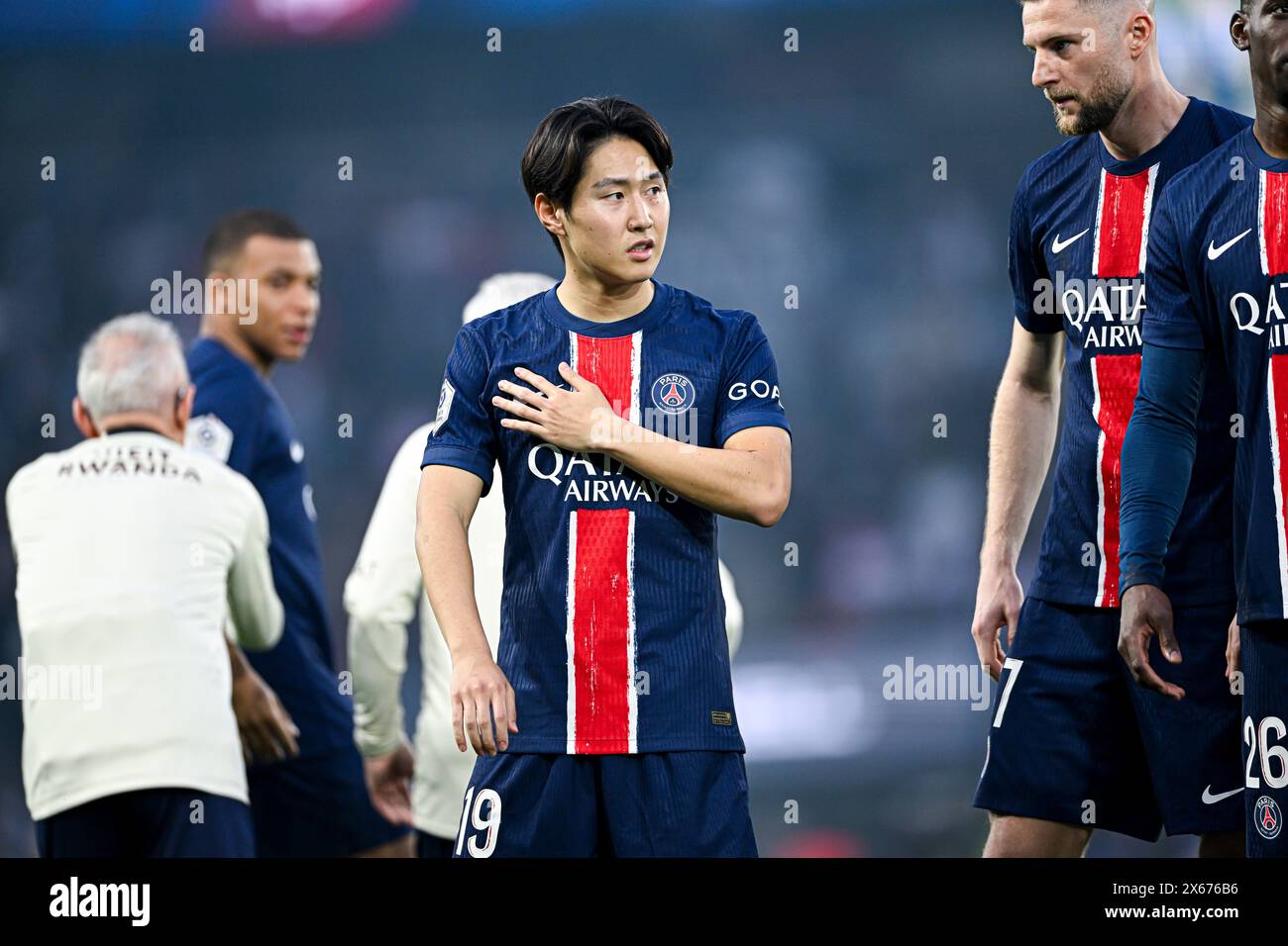 Parigi, Francia. 12 maggio 2024. Lee Kang-in durante la partita di calcio della Ligue 1 Paris Saint-Germain PSG vs Toulouse TFC il 12 maggio 2024 allo stadio Parc des Princes di Parigi, in Francia. Crediti: Victor Joly/Alamy Live News Foto Stock