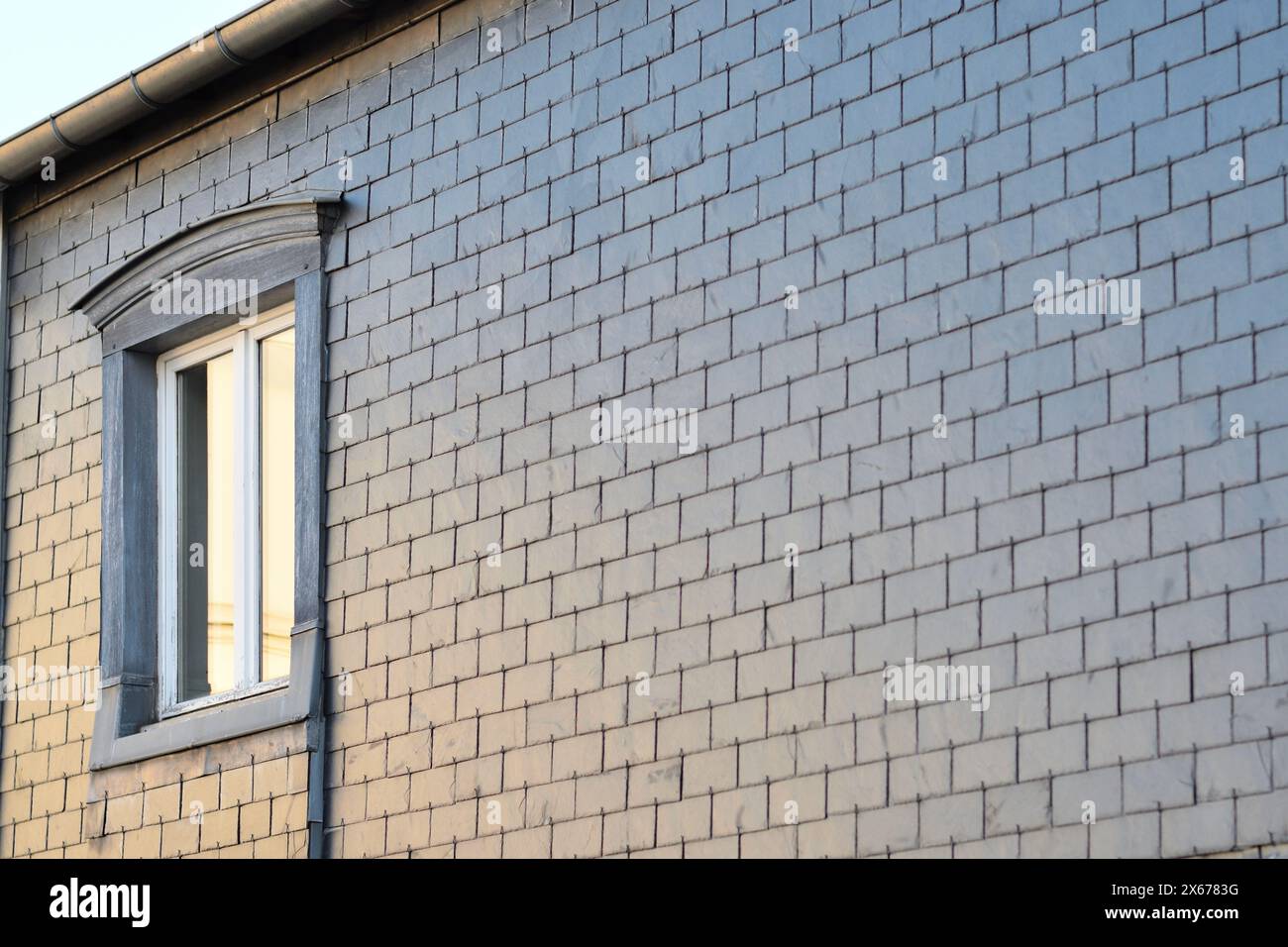 Rivestimento esterno con lastre di ardesia. Edifici di Parigi. Foto Stock