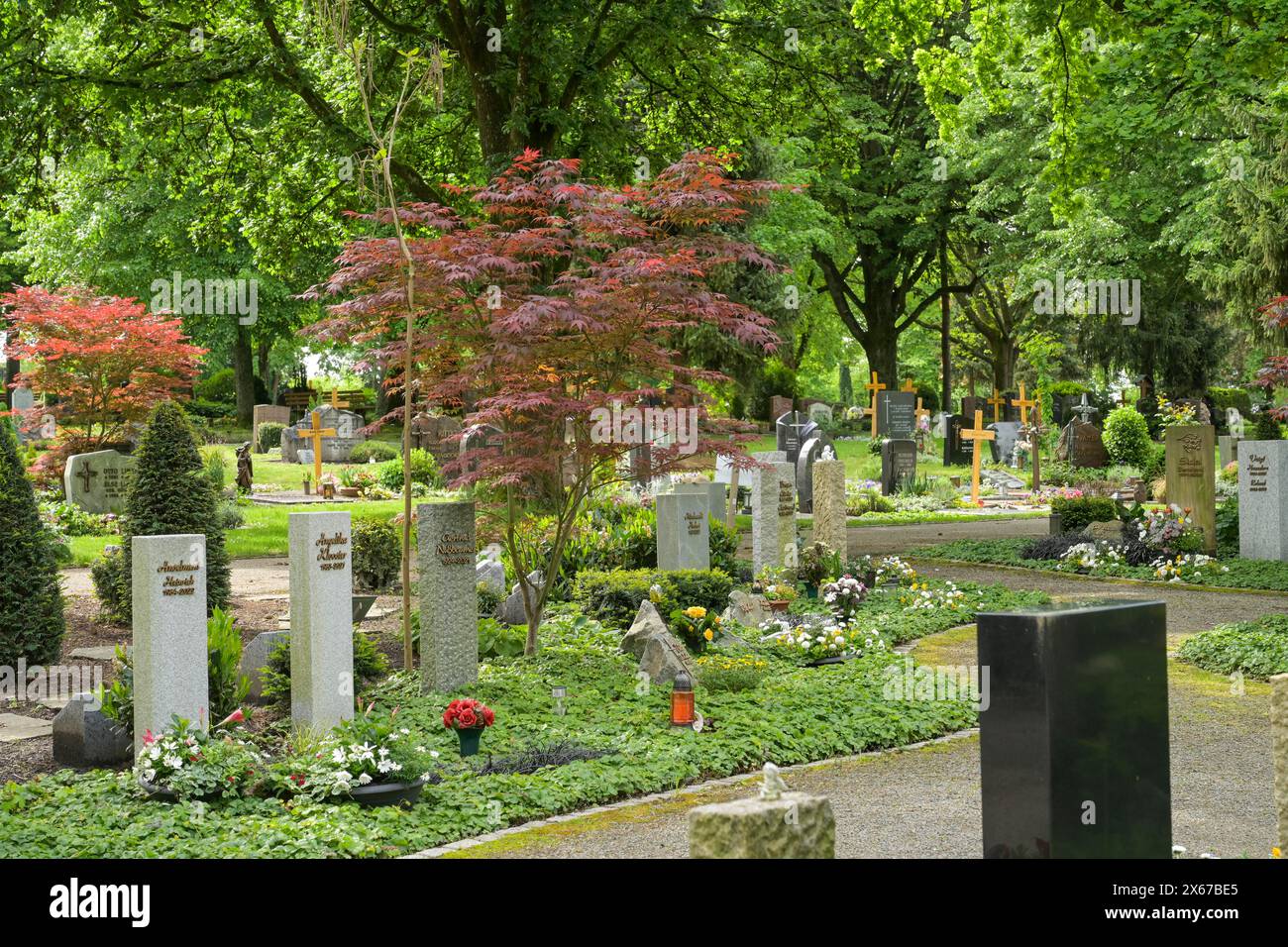 Gräber, Stadtfriedhof Weingarten, Offenburg, Baden-Württemberg, Deutschland Foto Stock