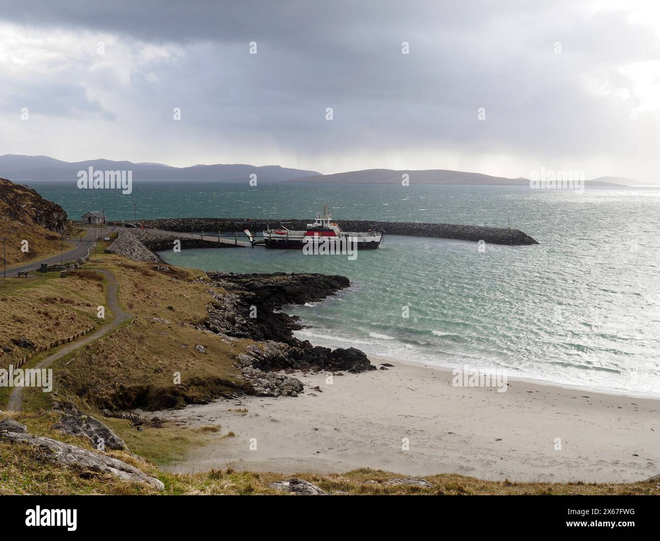Traghetto Caledonian MacBrayne, Sound of barra, Eriskay, Ebridi esterne, Scozia Foto Stock
