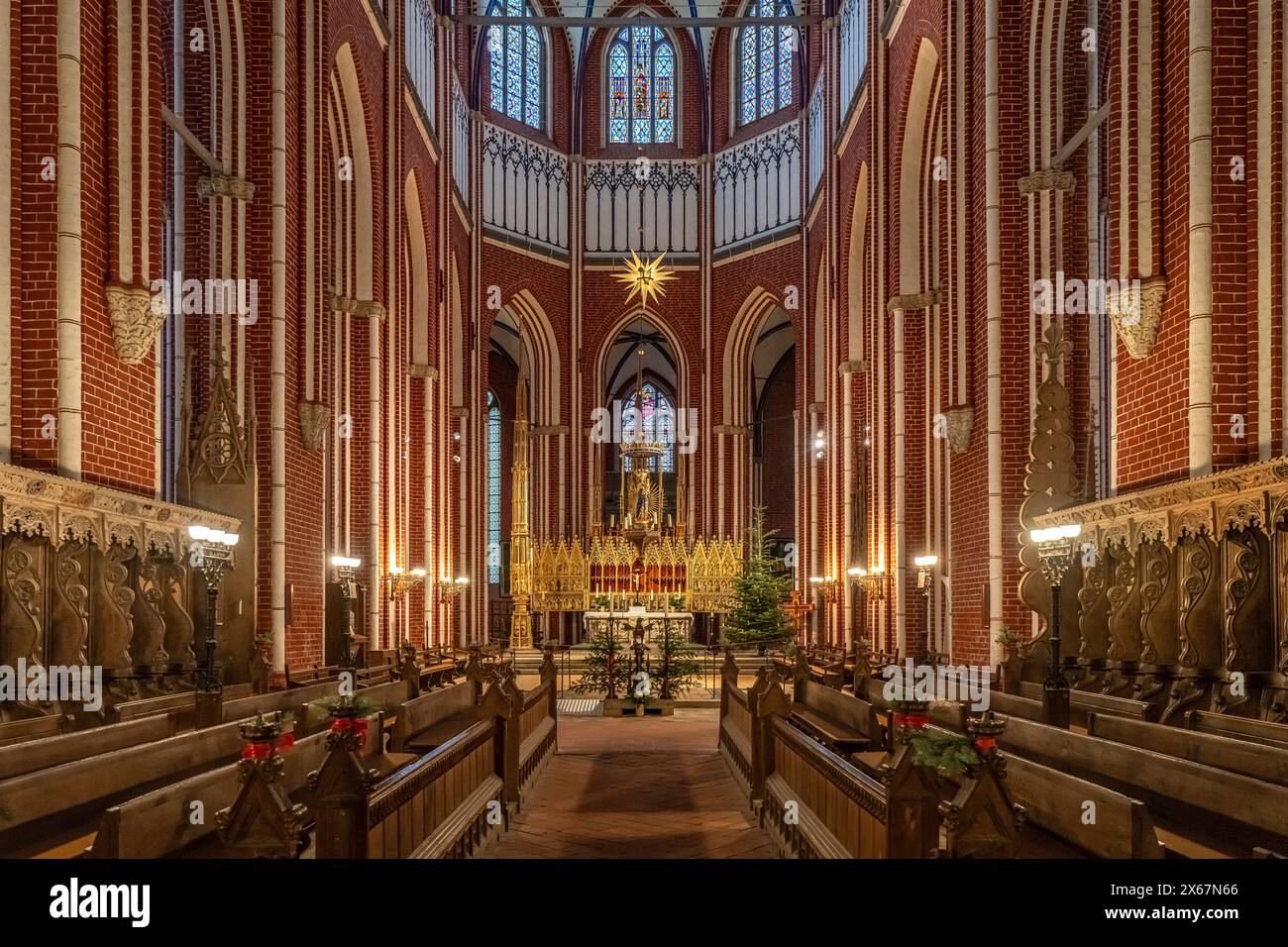 Interno della cattedrale di Doberan a Bad Doberan, Meclemburgo-Pomerania occidentale, Germania Foto Stock