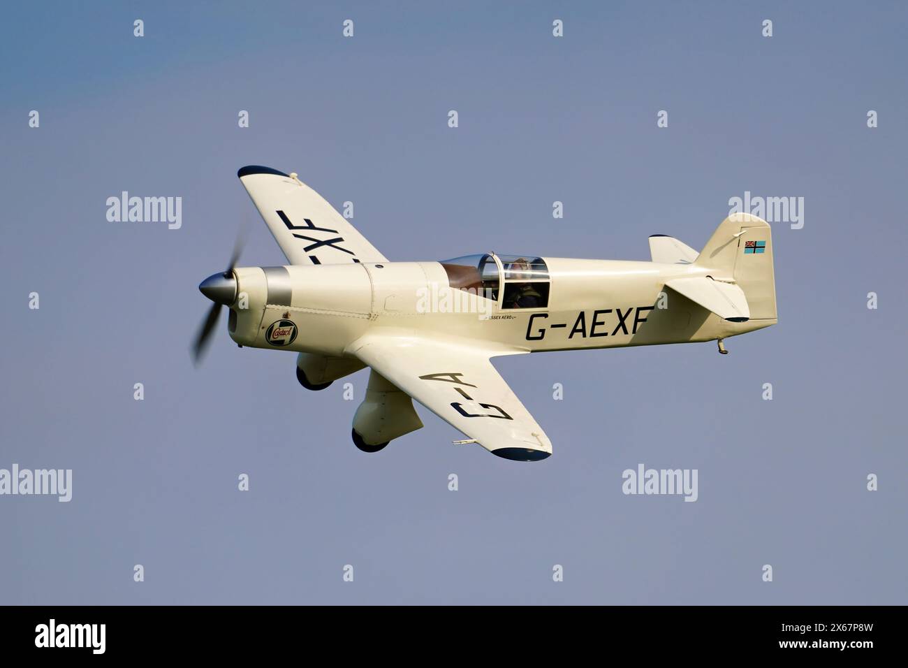 Percival Mew Gull G-AEXF espone al Best of British Air Show Shuttleworth Collection Old Warden maggio 2024 Foto Stock