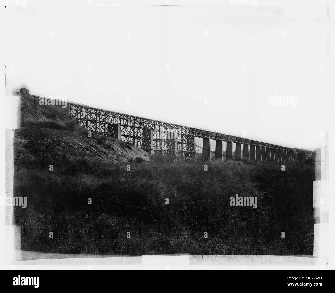 Farmville, Virginia (nelle vicinanze). Ponte alto della South Side Railroad attraverso l'Appomattox, fotografie della Guerra civile 1861-1865 Foto Stock