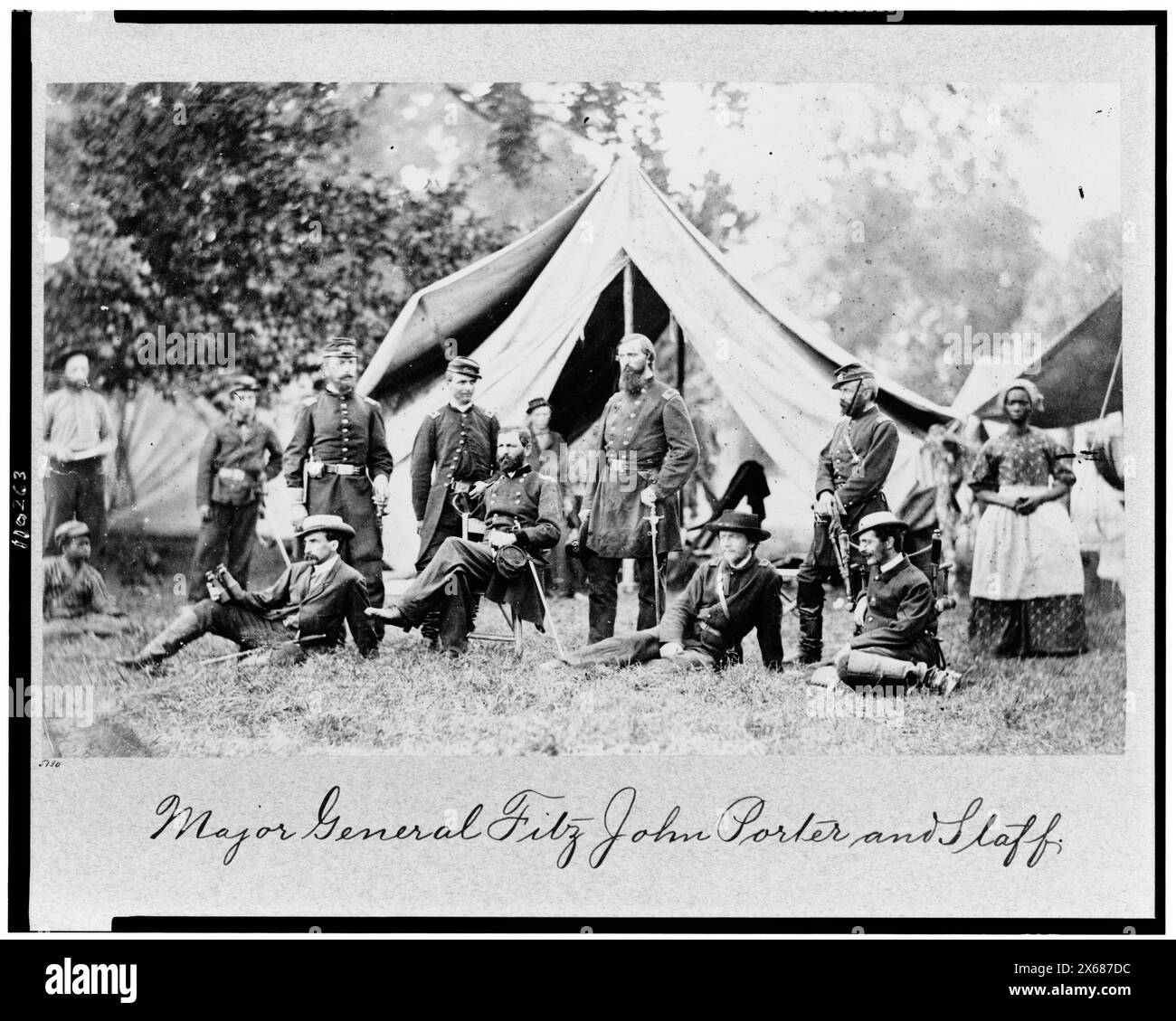 Il maggior generale Fitz John Porter e lo staff, fotografie della guerra civile 1861-1865 Foto Stock