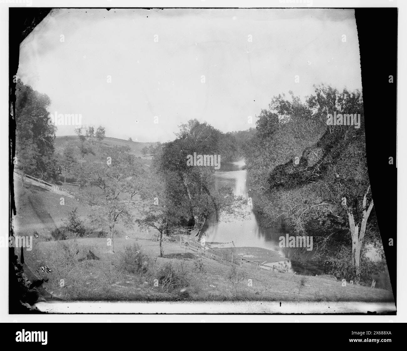 Antietam, Maryland. Vista su Antietam creek, fotografie della guerra civile 1861-1865 Foto Stock
