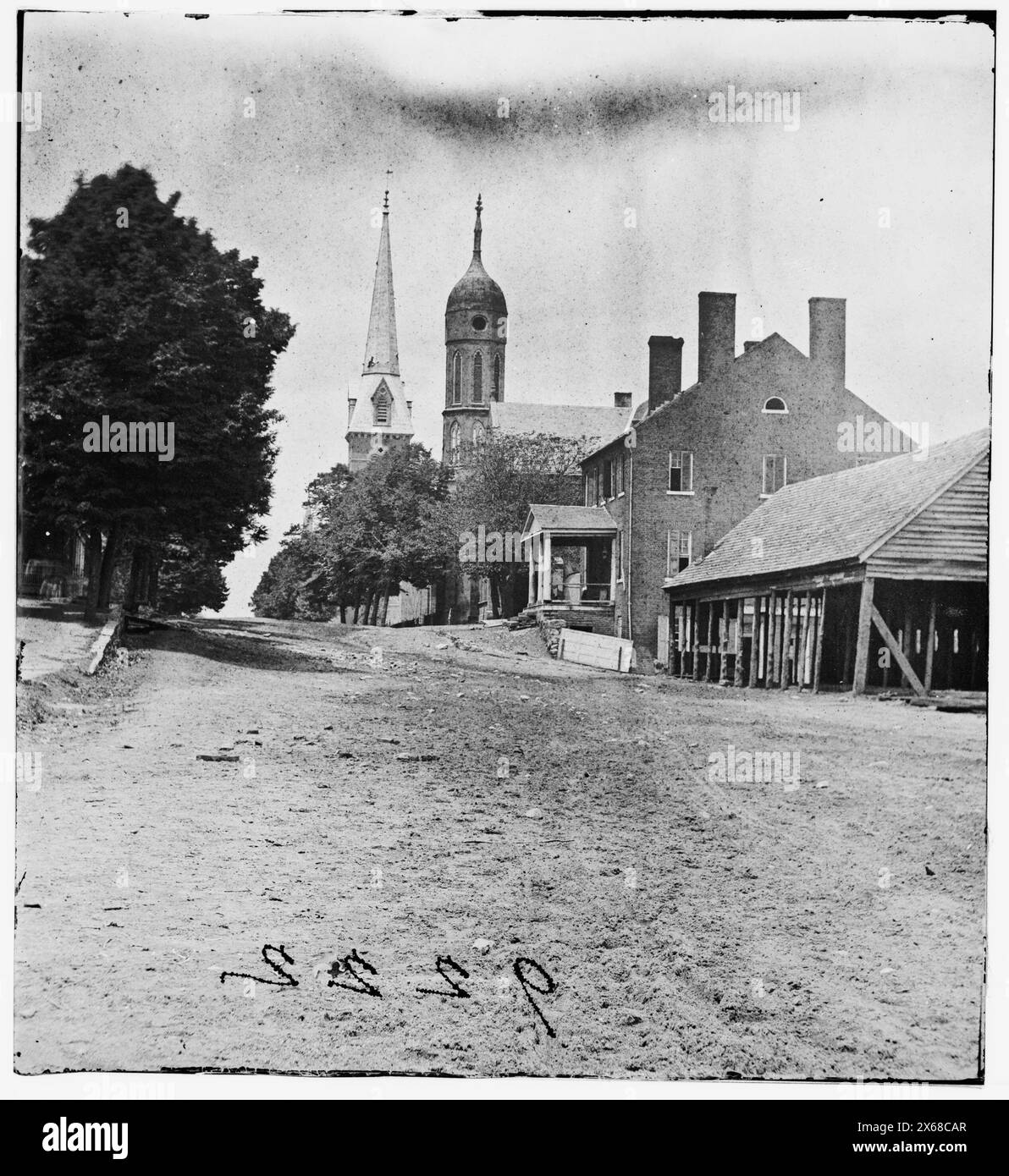 Fredericksburg, Virginia. Chiesa episcopale di St. Georges e tribunale, fotografie della Guerra civile 1861-1865 Foto Stock