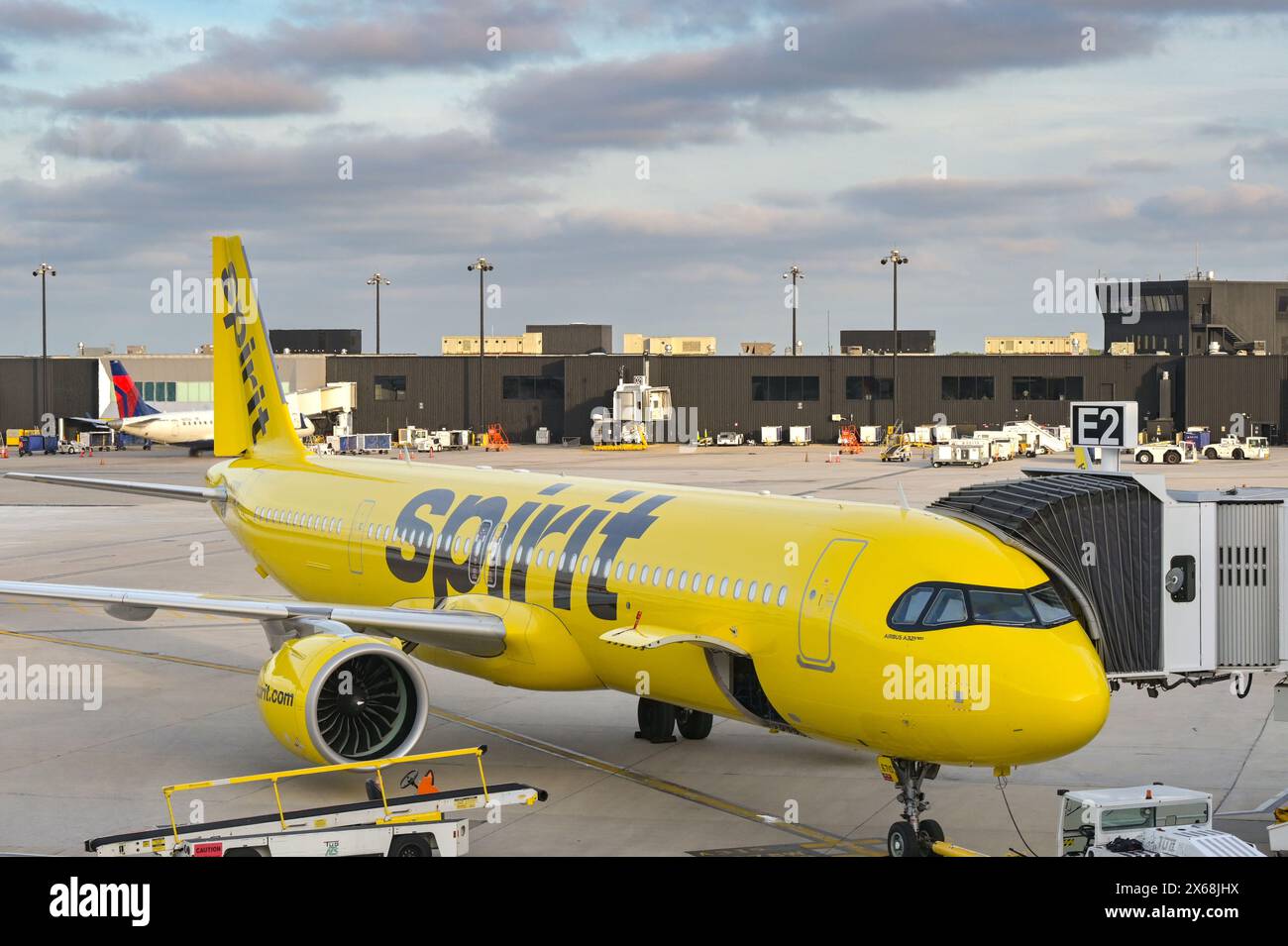 Baltimora, Maryland, USA - 3 maggio 2024: Airbus A321 jet (registrazione N710NK) operato da Spirit Airlines all'aeroporto internazionale di Baltimora Washington Foto Stock