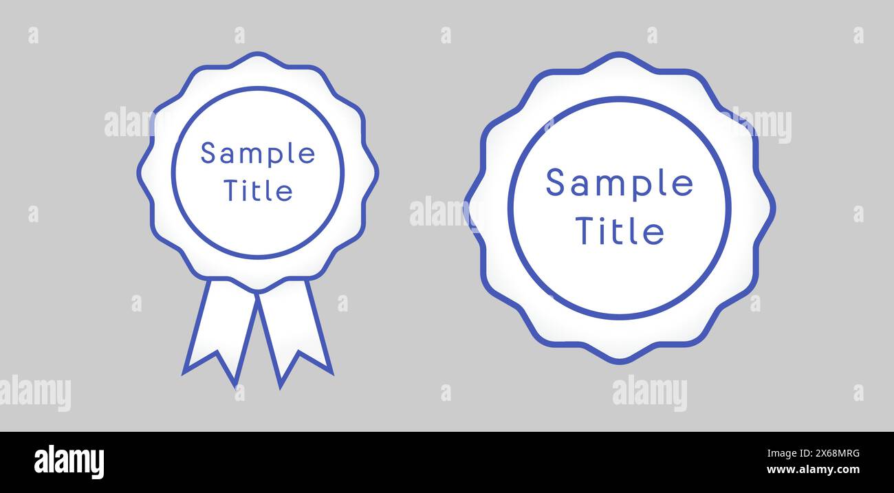 Set di icone rosetta. Design sigillo diploma. Elemento del documento. Badge campione. Grafico di scketch tratto. Informazioni sul logo del certificato. Modello simbolo premi. Illustrazione Vettoriale