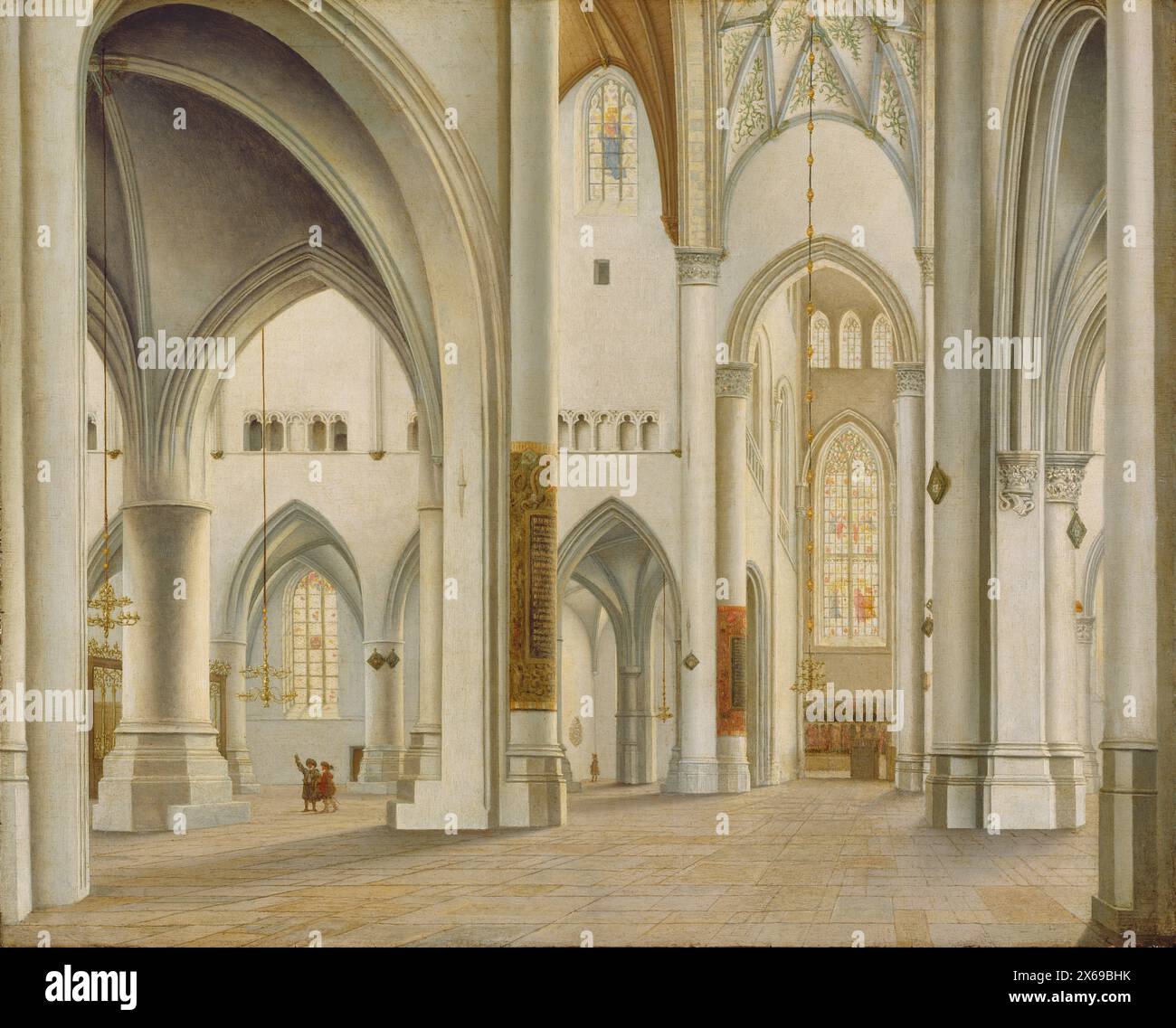 Pittura degli interni di San Bavo, Haarlem del pittore olandese Pieter Jansz Saenredam olio su tavola capolavoro d'arte quadro architettonico storico Foto Stock