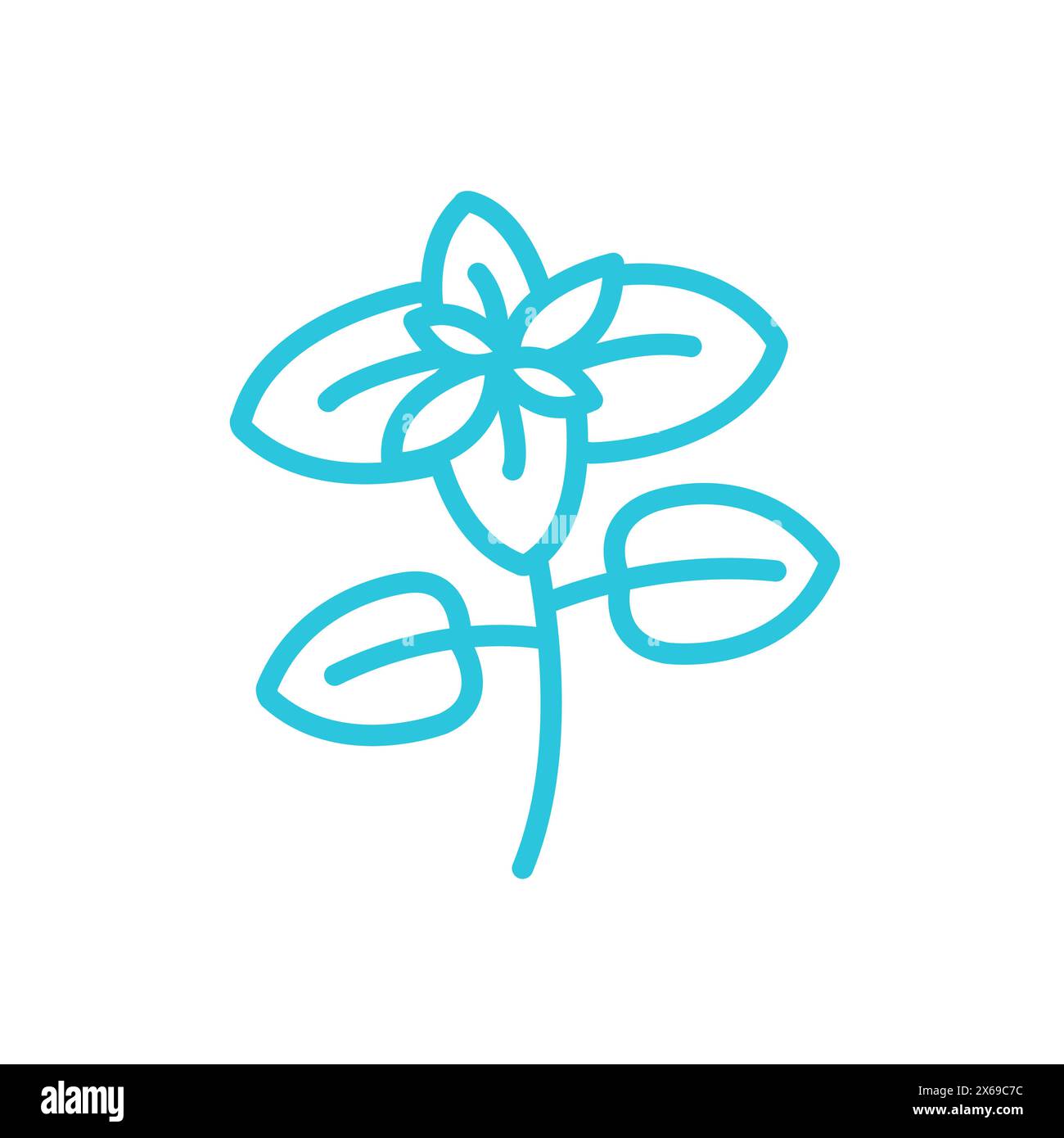 Icona foglie di origano. Isolato su sfondo bianco. Dal set di icone blu. Illustrazione Vettoriale