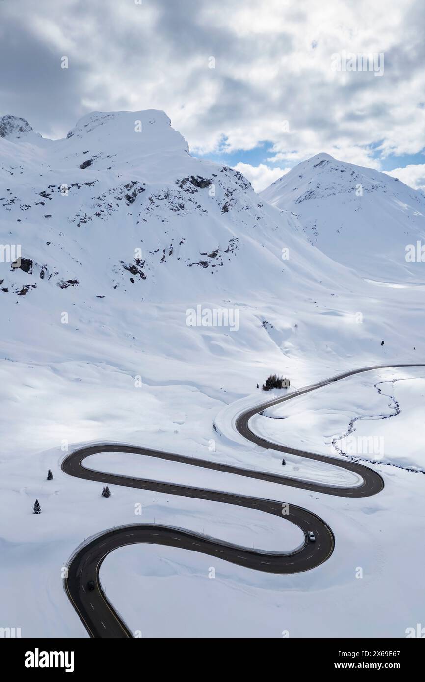 Veduta Aerea Del Passo Julier, Albula, Engadina, Canton Grigioni, Svizzera, Europa Meridionale Foto Stock