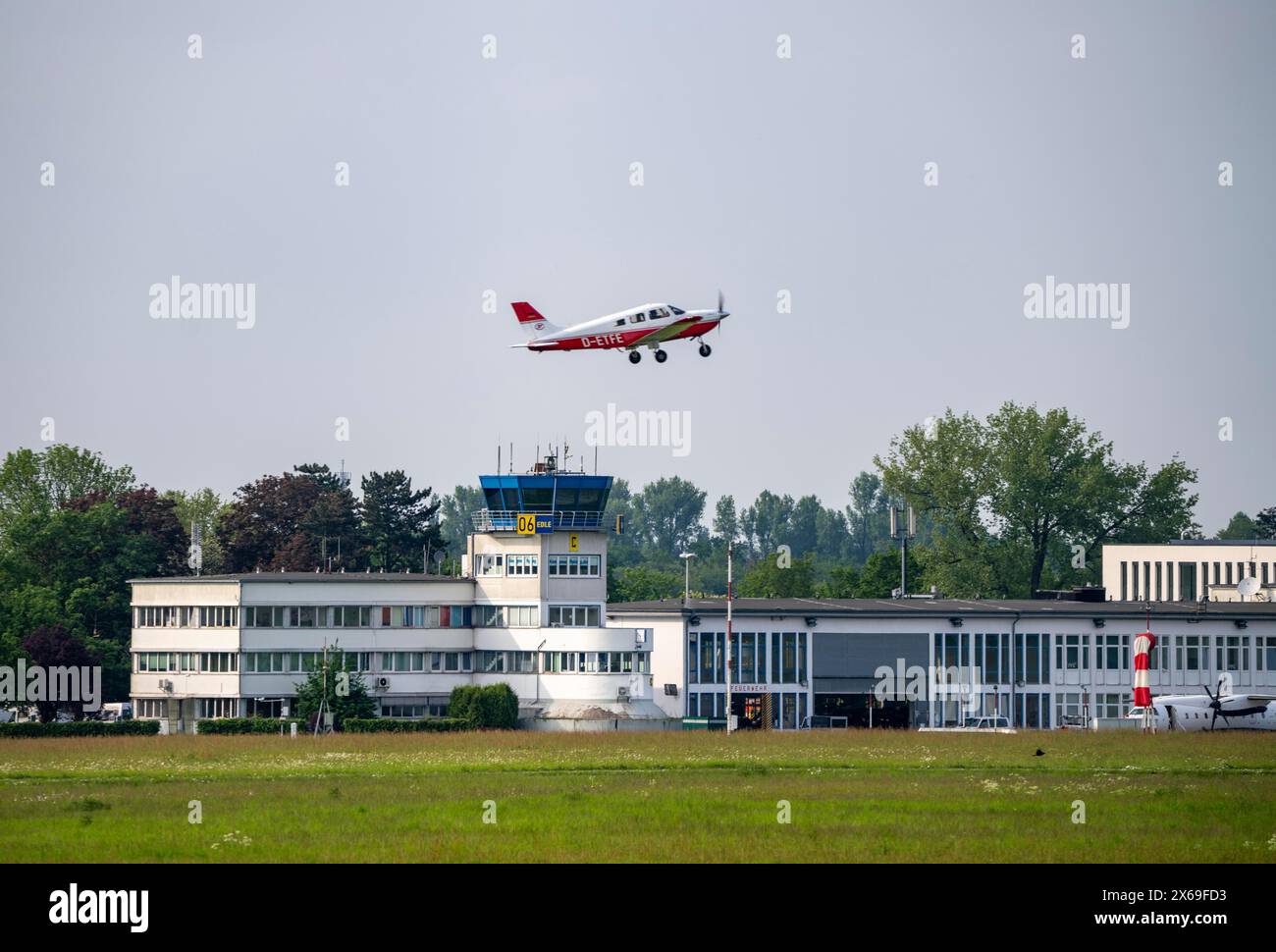 Aeroporto di Mülheim-Essen, aeroporto commerciale a sud di Essen e ad est di Mülheim an der Ruhr, sede principale dell'aviazione per turismo e affari Foto Stock