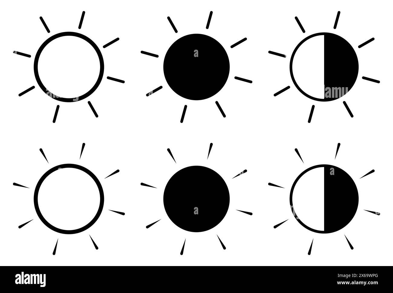 Simbolo dell'icona del sole illustrazione della fase solare. Illustrazione Vettoriale