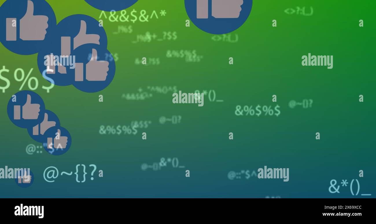 Immagine di più icone simili e simboli che cambiano su sfondo sfumato verde Foto Stock