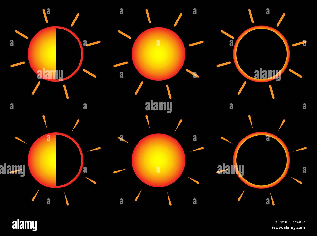 Simbolo dell'icona del sole illustrazione della fase solare. Illustrazione Vettoriale