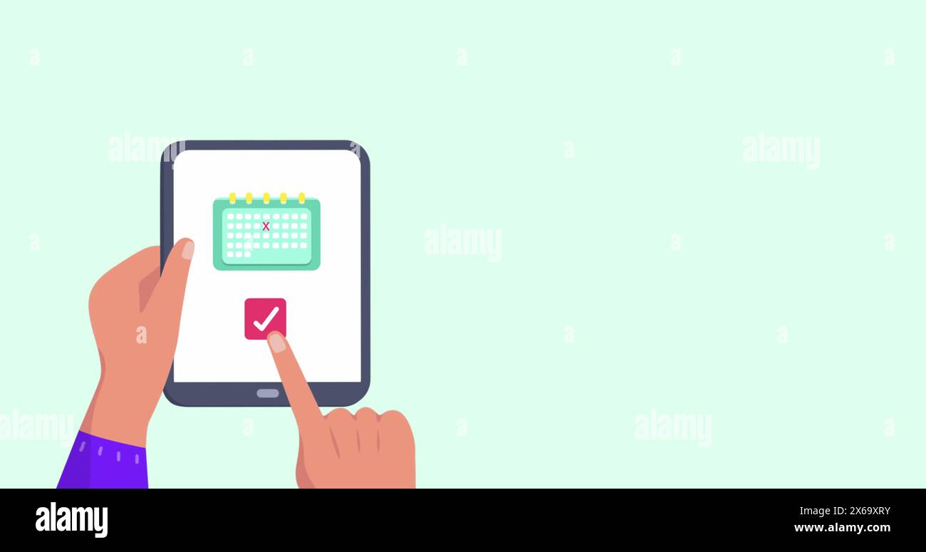 Immagine delle icone di viaggio sulle mani utilizzando il tablet Foto Stock