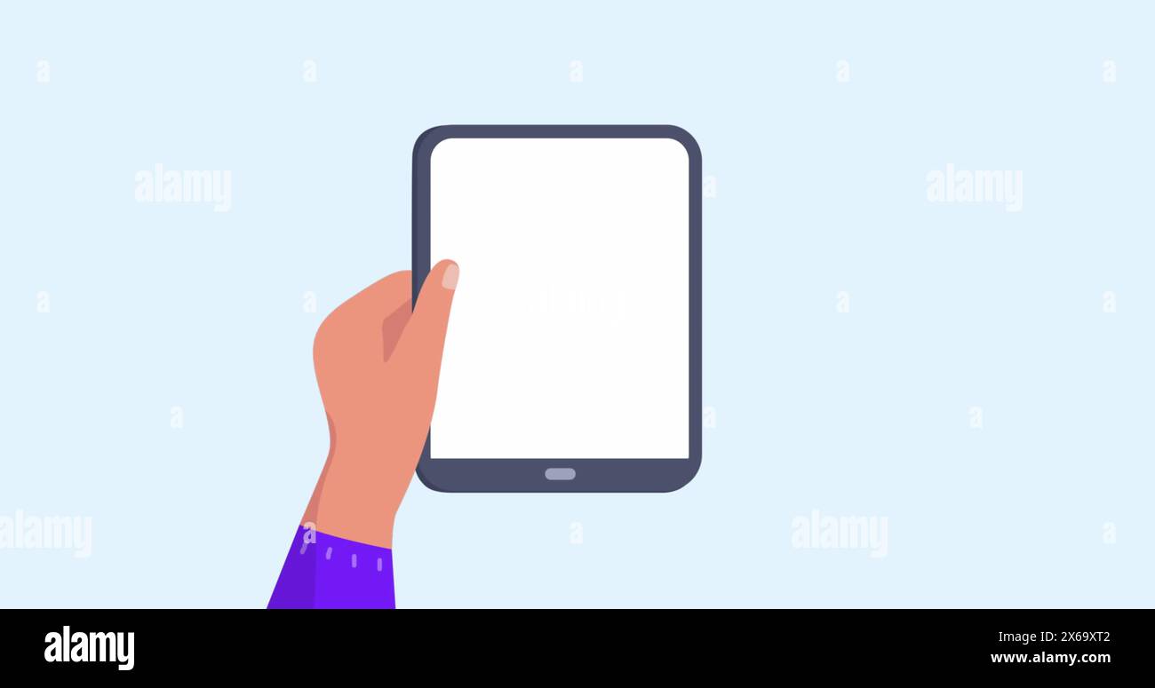 Immagine delle mani che utilizzano un tablet con icone da viaggio Foto Stock