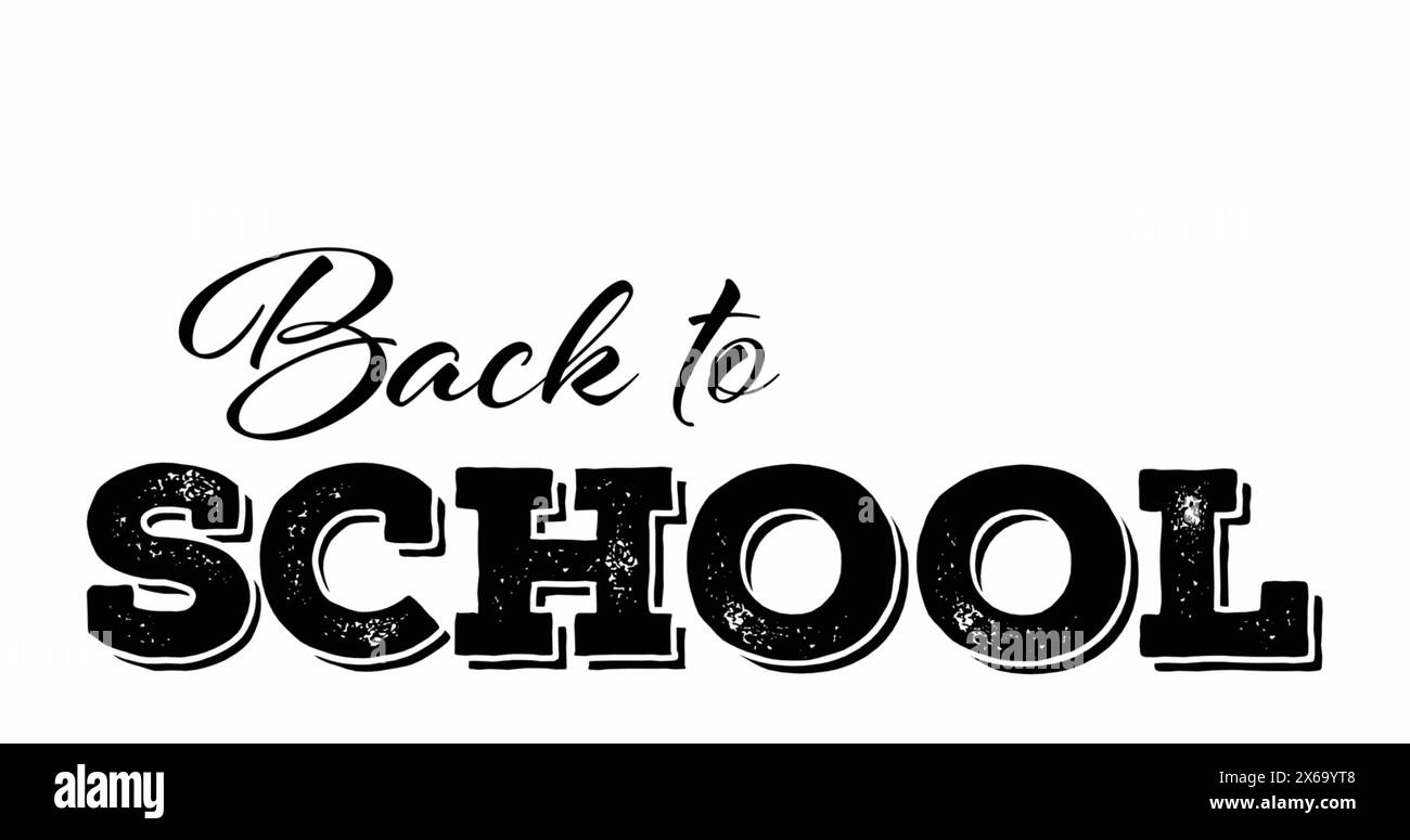 Immagine del testo nero Back to School su sfondo bianco Foto Stock