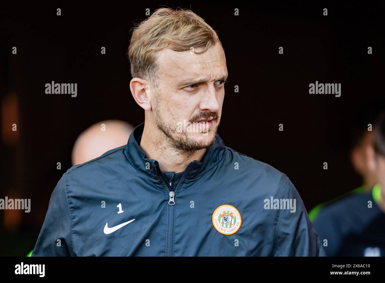 Lodz, Polonia. 12 maggio 2024. Jasmin Buric di Zaglebie visto durante la partita polacca di PKO Ekstraklasa League tra Widzew Lodz e Zaglebie Lubin allo stadio municipale di Widzew Lodz. Punteggio finale; Widzew Lodz 1:3 Zaglebie Lubin. Credito: SOPA Images Limited/Alamy Live News Foto Stock