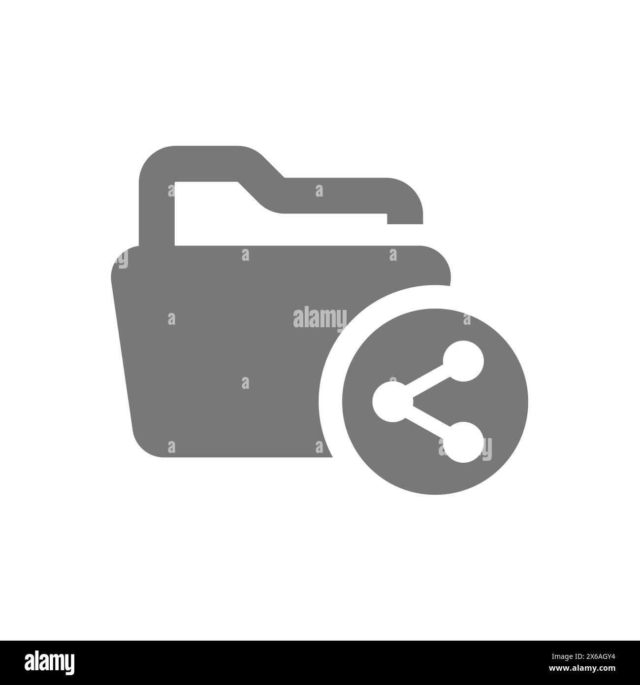 Icona vettore cartella file di condivisione. Simbolo di glifo semplice. Illustrazione Vettoriale