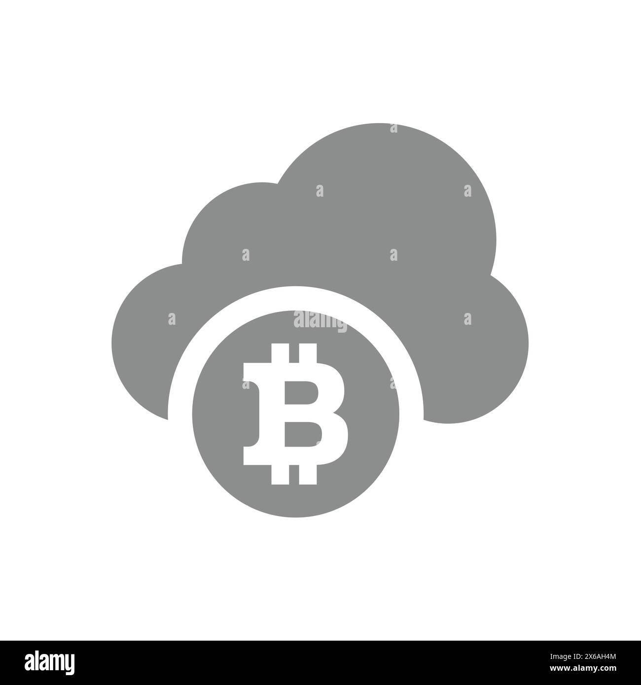 Icona del vettore di archiviazione cloud Bitcoin. Simbolo di criptovaluta. Illustrazione Vettoriale