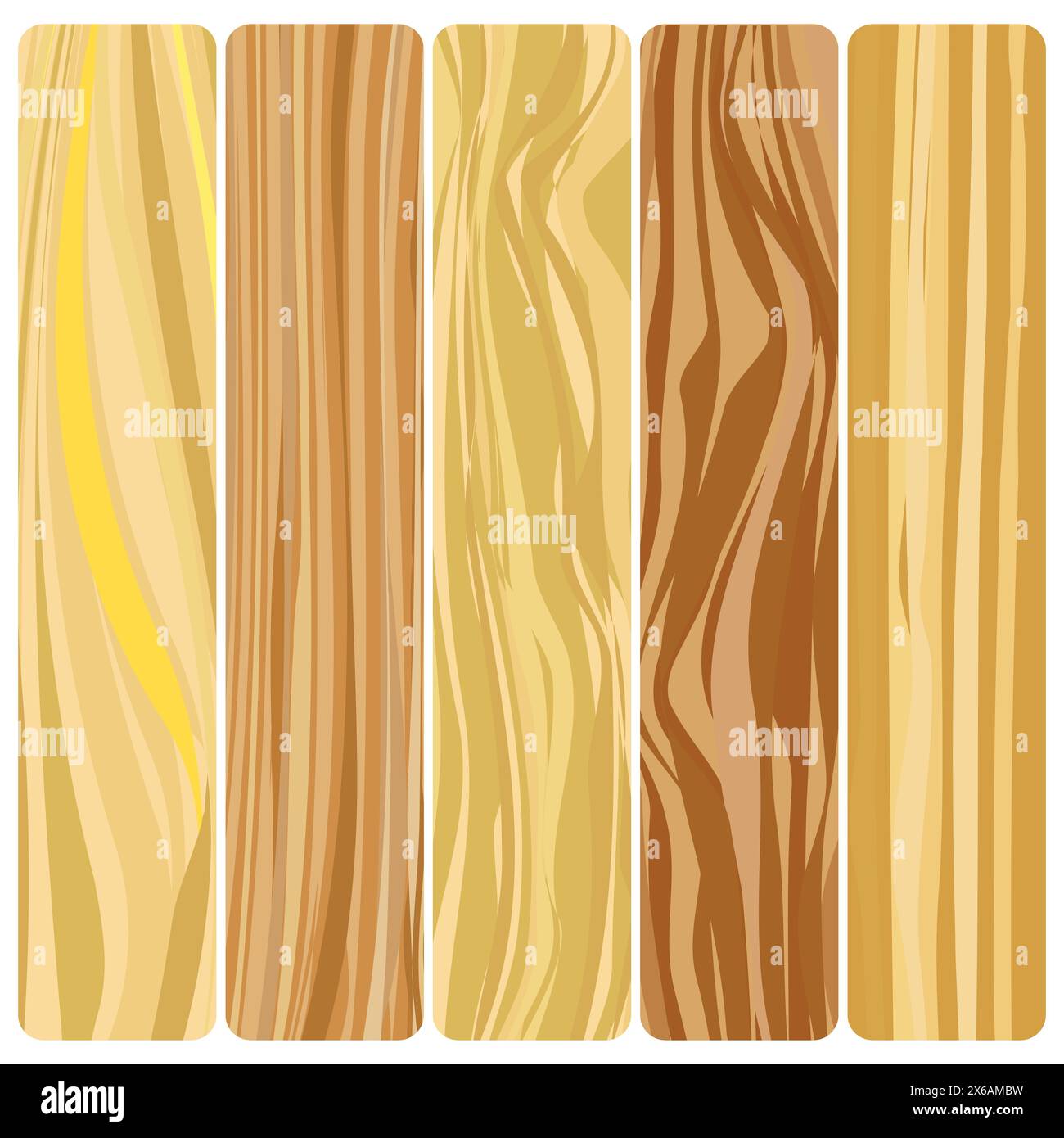 Cinque tavole di legno. Struttura in legno astratto vettoriale con design piatto. Illustrazione Vettoriale