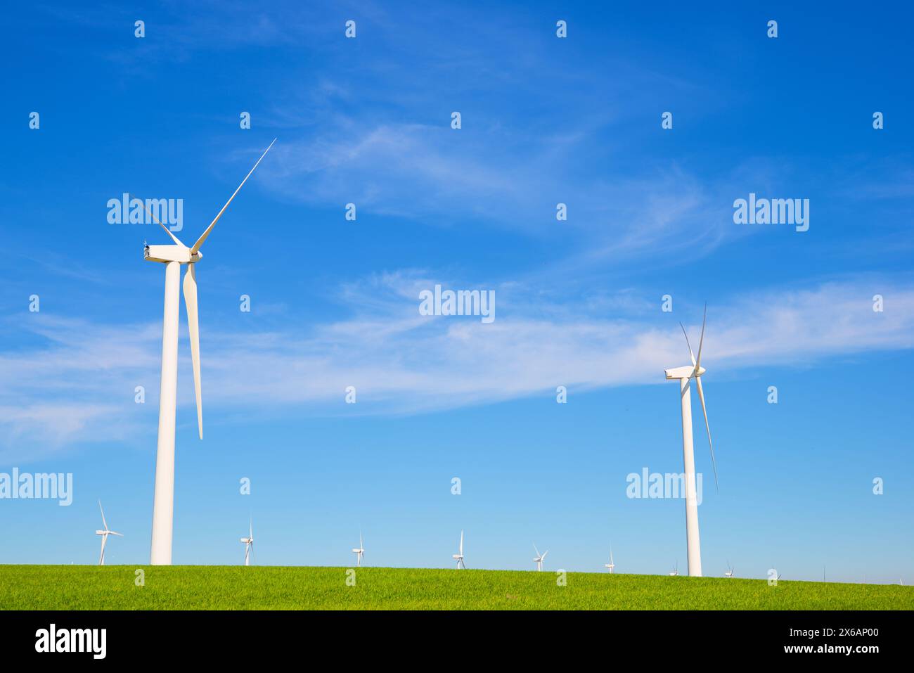 Generatori di turbine eoliche per una produzione di energia elettrica sostenibile Foto Stock