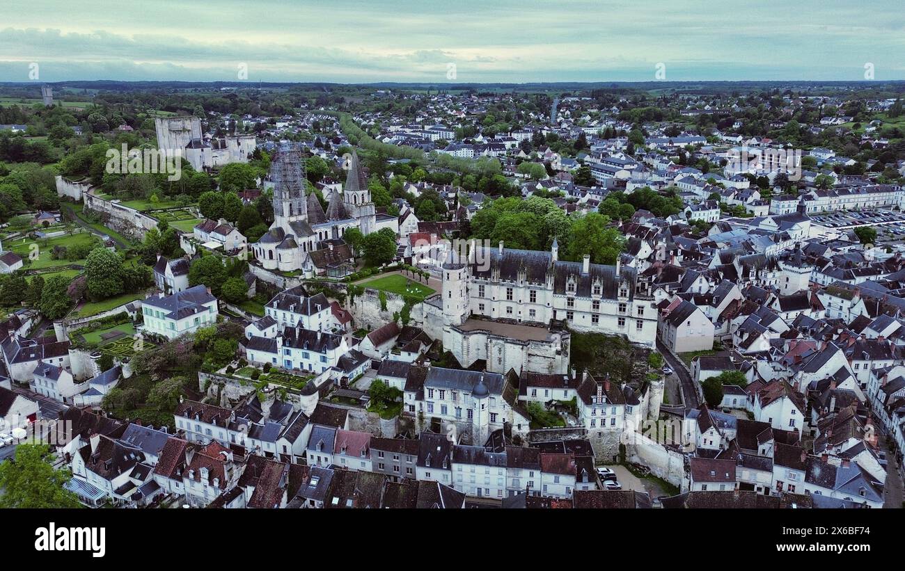 Foto drone Loches Royal City Francia Europa Foto Stock