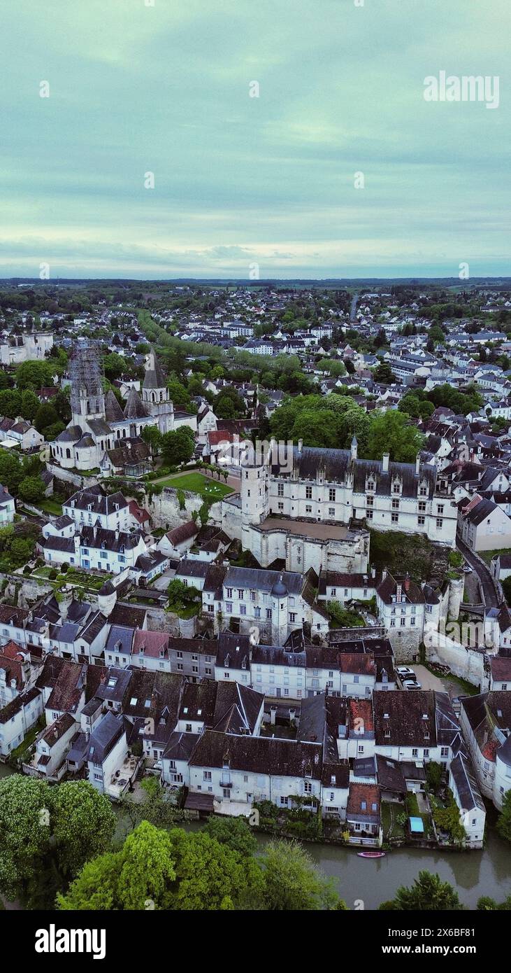 Foto drone Loches Royal City Francia Europa Foto Stock