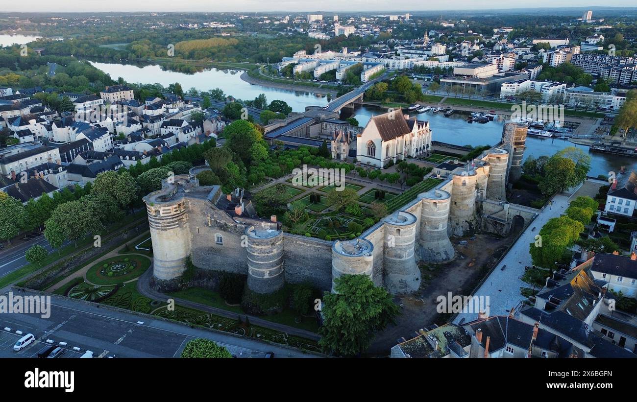 Foto drone castello di Angers Francia Europa Foto Stock