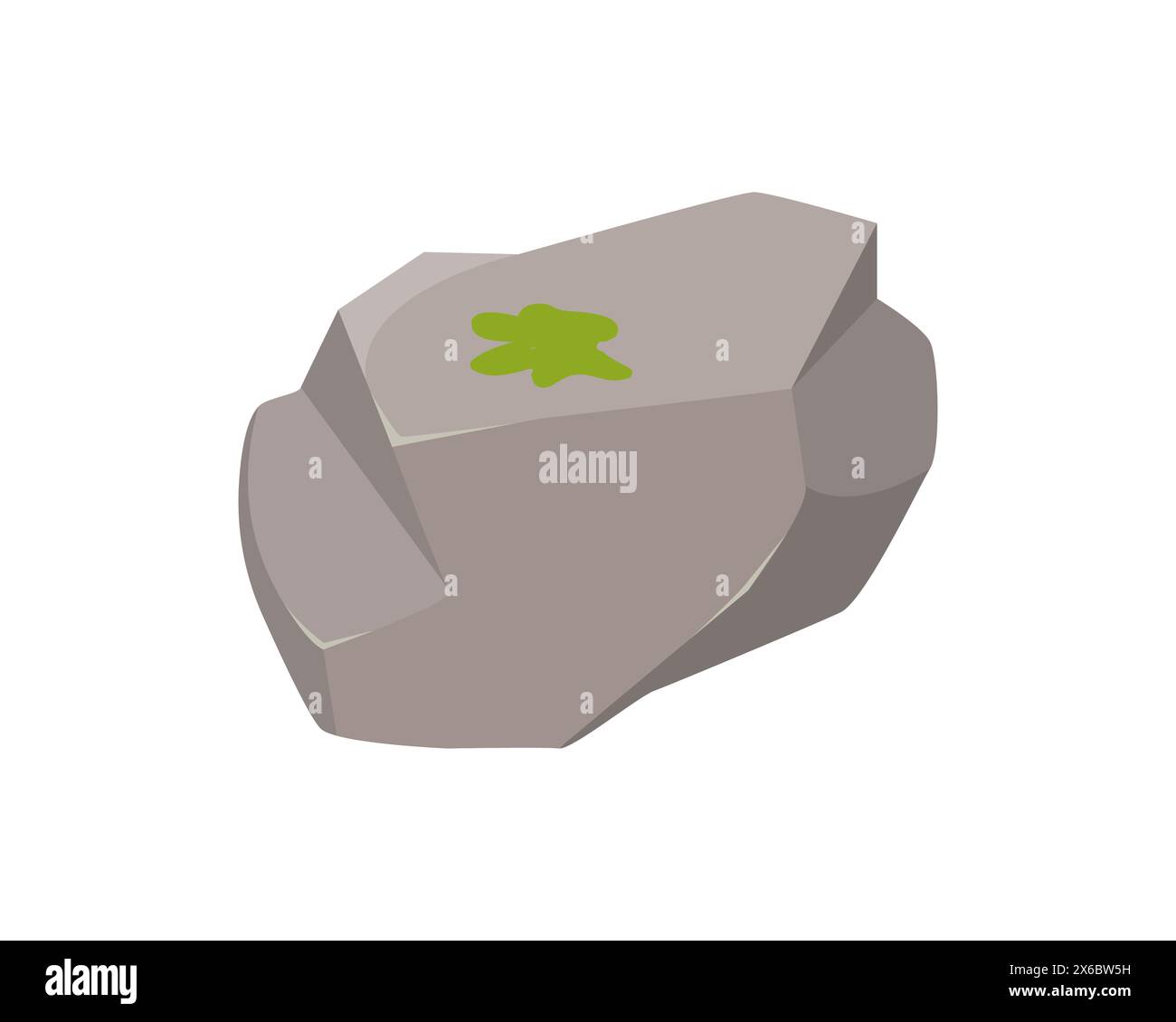 Muschio verde su pietra grigia, masso di roccia muschiata naturale di illustrazione vettoriale della foresta Illustrazione Vettoriale