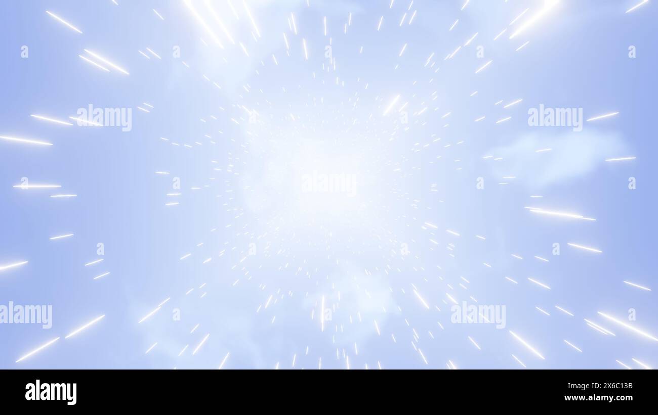 Radiant Ascent: Un viaggio attraverso la luce e le nuvole Foto Stock