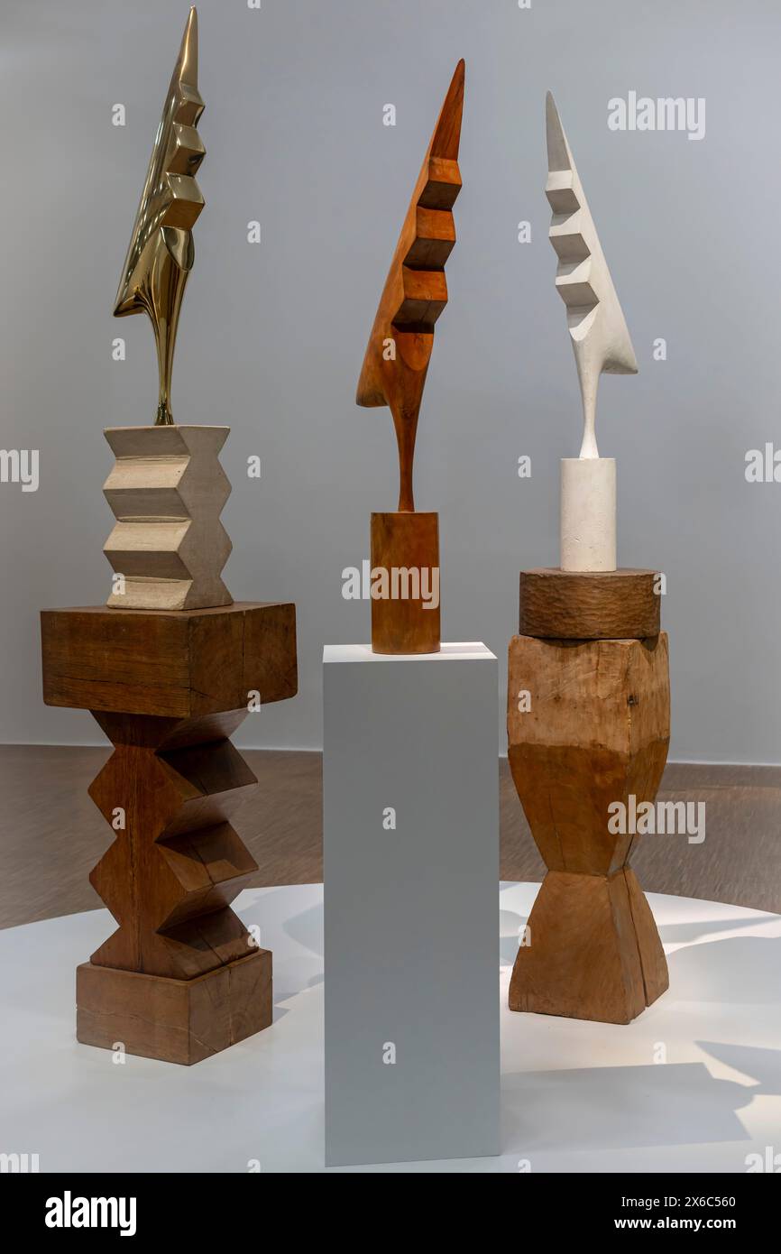 Parigi, Francia - 05 09 2024: Il Centre Pompidou: Il Gallo scolpito da Brancusi Foto Stock