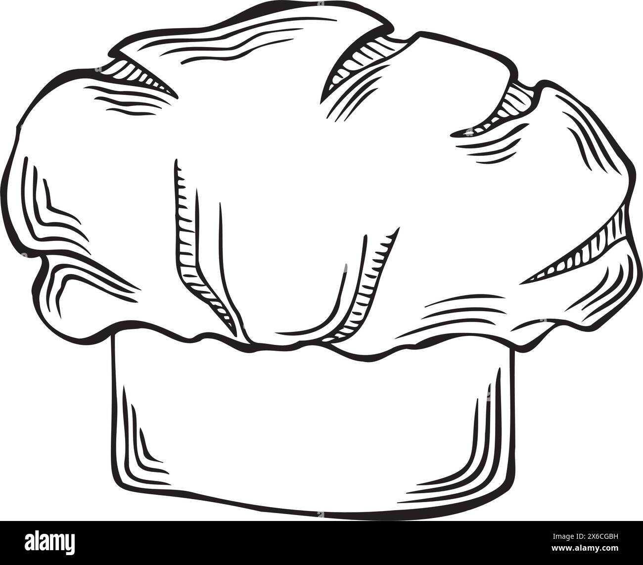 Icona del cappello degli chef. Copricapo uniforme professionale. Illustrazione vettoriale isolata. Abbigliamento per ristorante, dipendente del caffè, pasticceria e lavoro di cucina modello Illustrazione Vettoriale