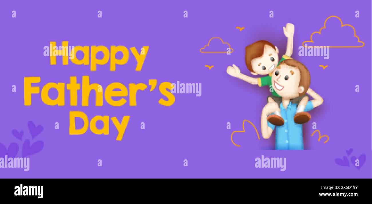 Illustrazione del padre che fa un giro in piggy back in festa del papà Illustrazione Vettoriale