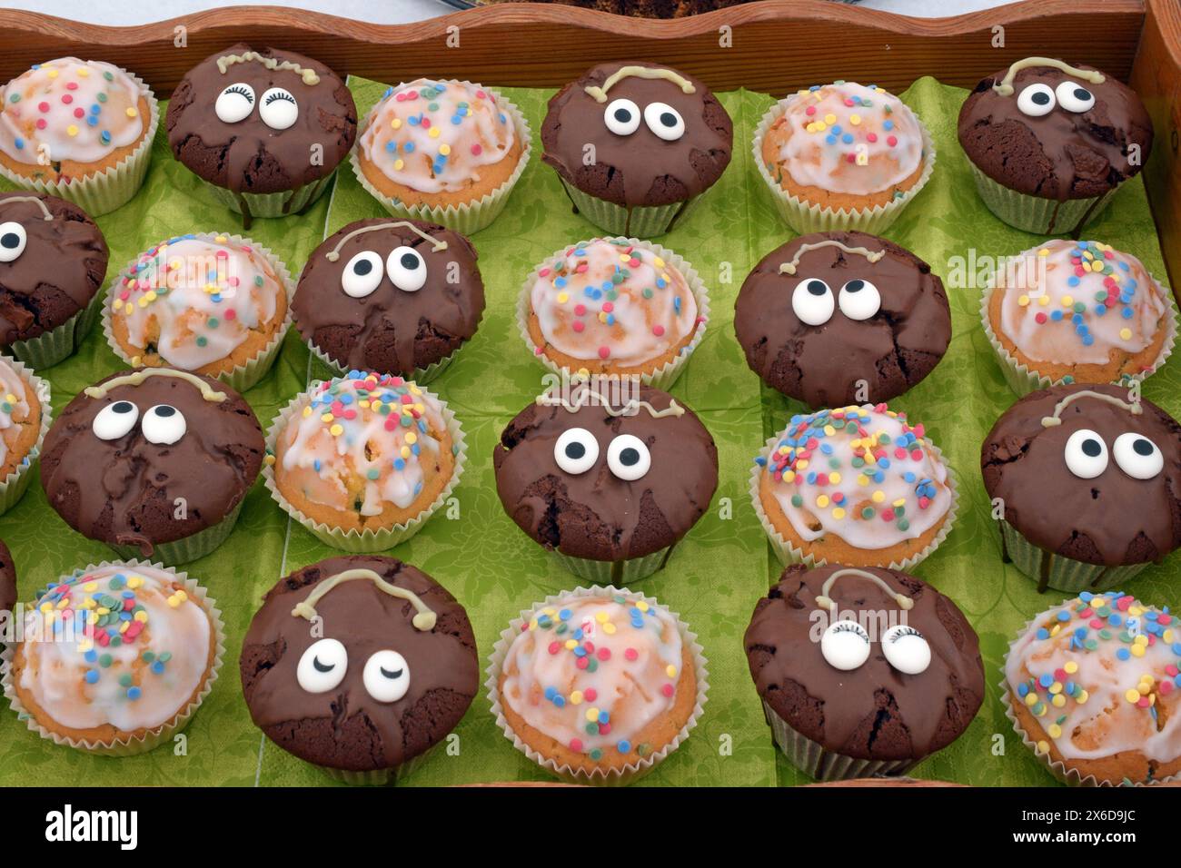04.05.2024 muffin Deutschland/ Sachsen Anhalt/ Altmark/ Altmarkkreis Salzwedel/ Stadt Klötze/ Hohenhenningen/ Feuerwehrfest/ Kaffeetafel/ Kuchenbüfett/ selbst gebackene Kuchen/ Törtchen/ muffins/ ***Nutzung nur redaktionell*** ** 04 05 2024 muffin Germania Sassonia Anhalt Altmark Altmarkkreis Salzwedel Town Klötze Hohenhenningen pompieri party caffè buffet di torte da tavola, torte fatte in casa, cupcake, muffin, solo per scopi editoriali Foto Stock