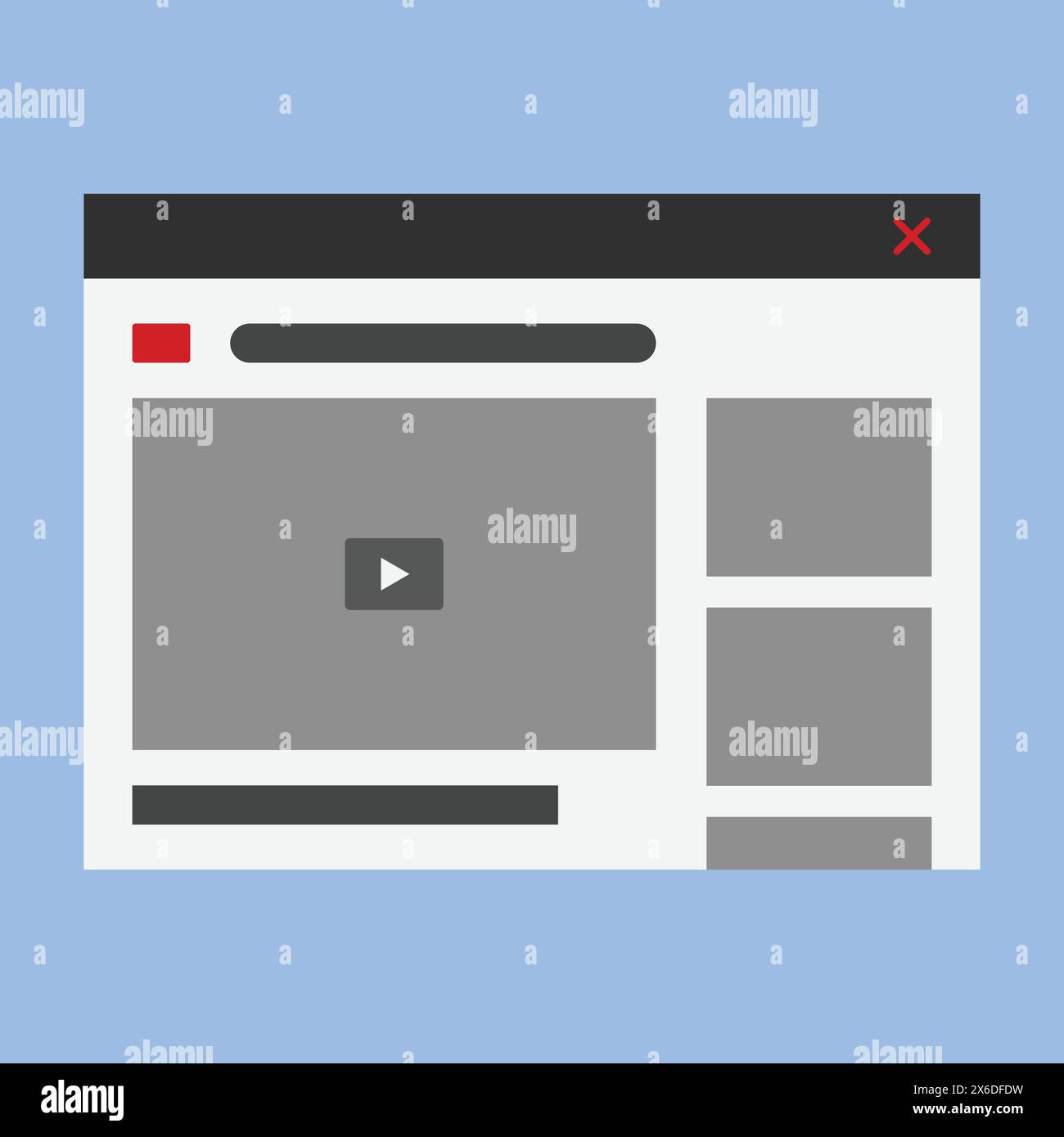 Icona Vector del sito di streaming video YouTuber. vettore di illustrazione del sito per lo streaming di contenuti video Illustrazione Vettoriale