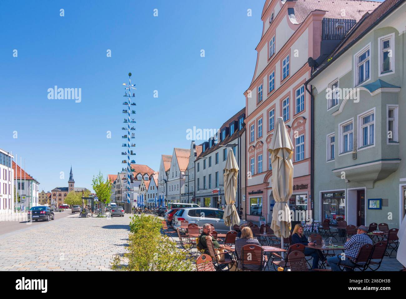 Square Hauptplatz, Guild Tree, Municipio Pfaffenhofen an der ILM Oberbayern, Münchner Umland, su Bayern, Baviera Germania Foto Stock