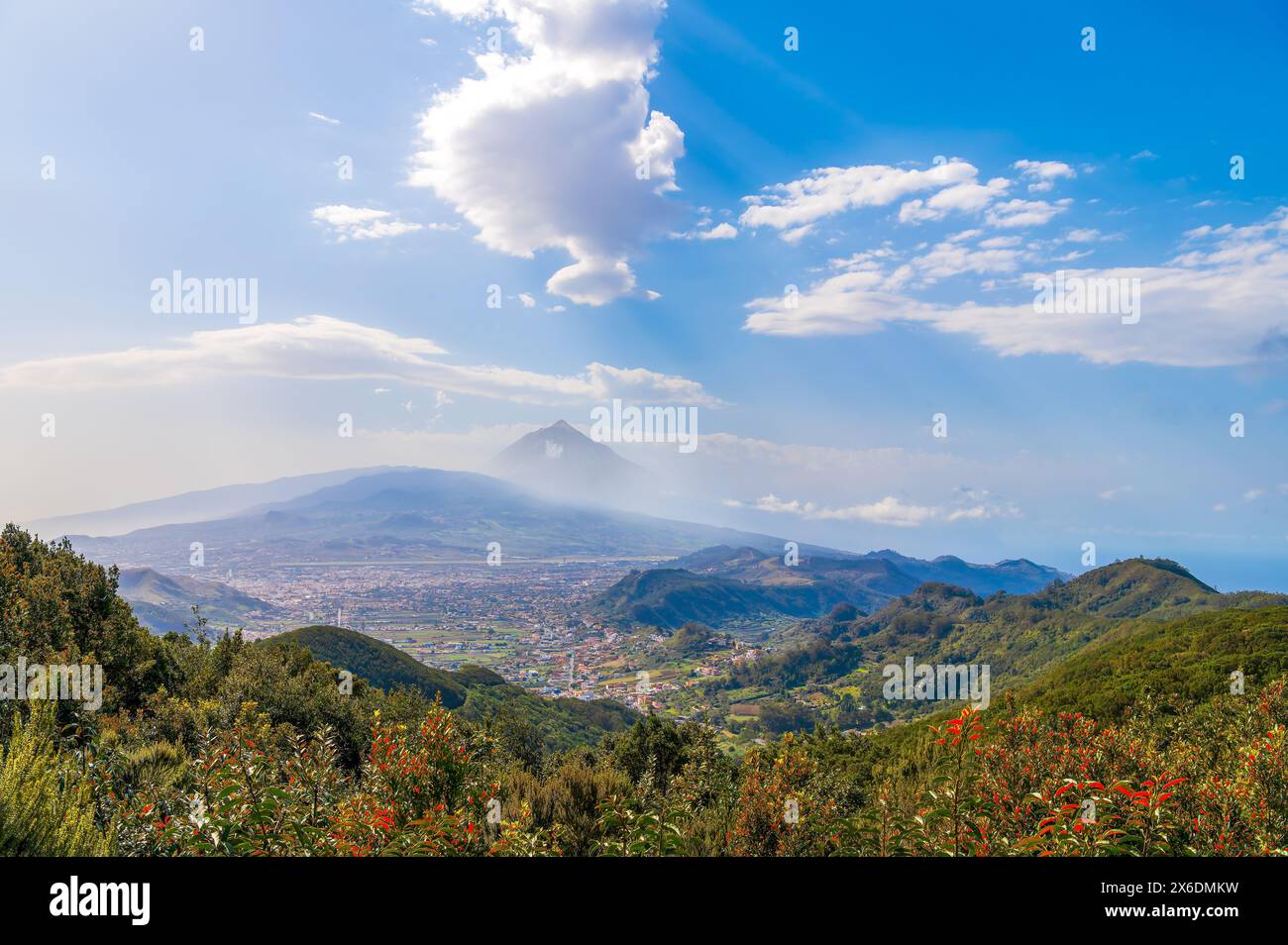 Viste panoramiche di Mirador De Jardina, Tenerife settentrionale, Isole Canarie, Spagna. Foto Stock