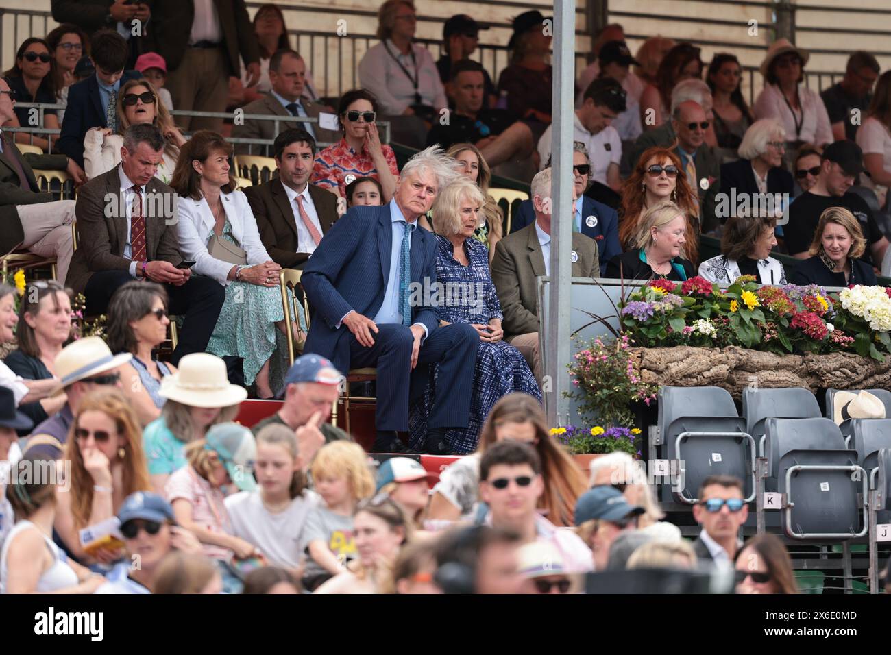 Regina Camilla e Henry Somerset, XII duca di Beaufort, a Badminton Horse Trials il 12 maggio 2024, Badminton Estate, Regno Unito (foto di Maxime David - MXIMD Pictures) Foto Stock